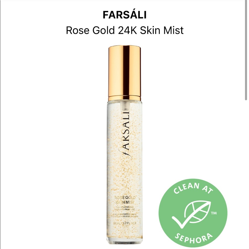 FARSÁLI Rose Gold Skin Mist Primer Setter Spray Makeup Anti-Aging 24K Sephora xo
